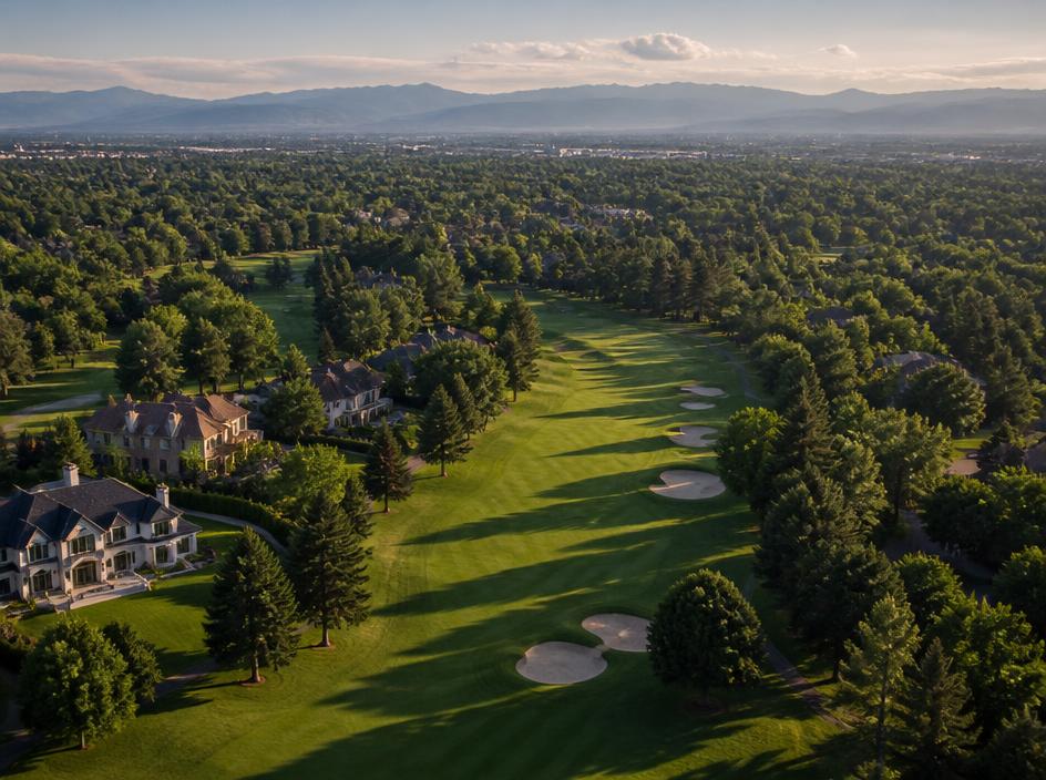 Cherry Hills Country Club fairway and estate homes